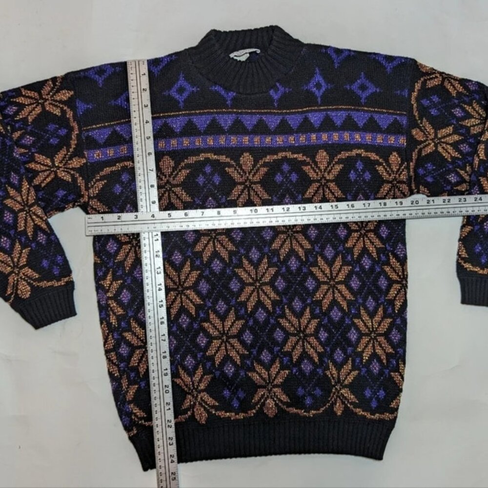 Vintage  Rose Sparkle Black Gold Indigo Purple Snowflake Floral Small - Picture 9 of 9